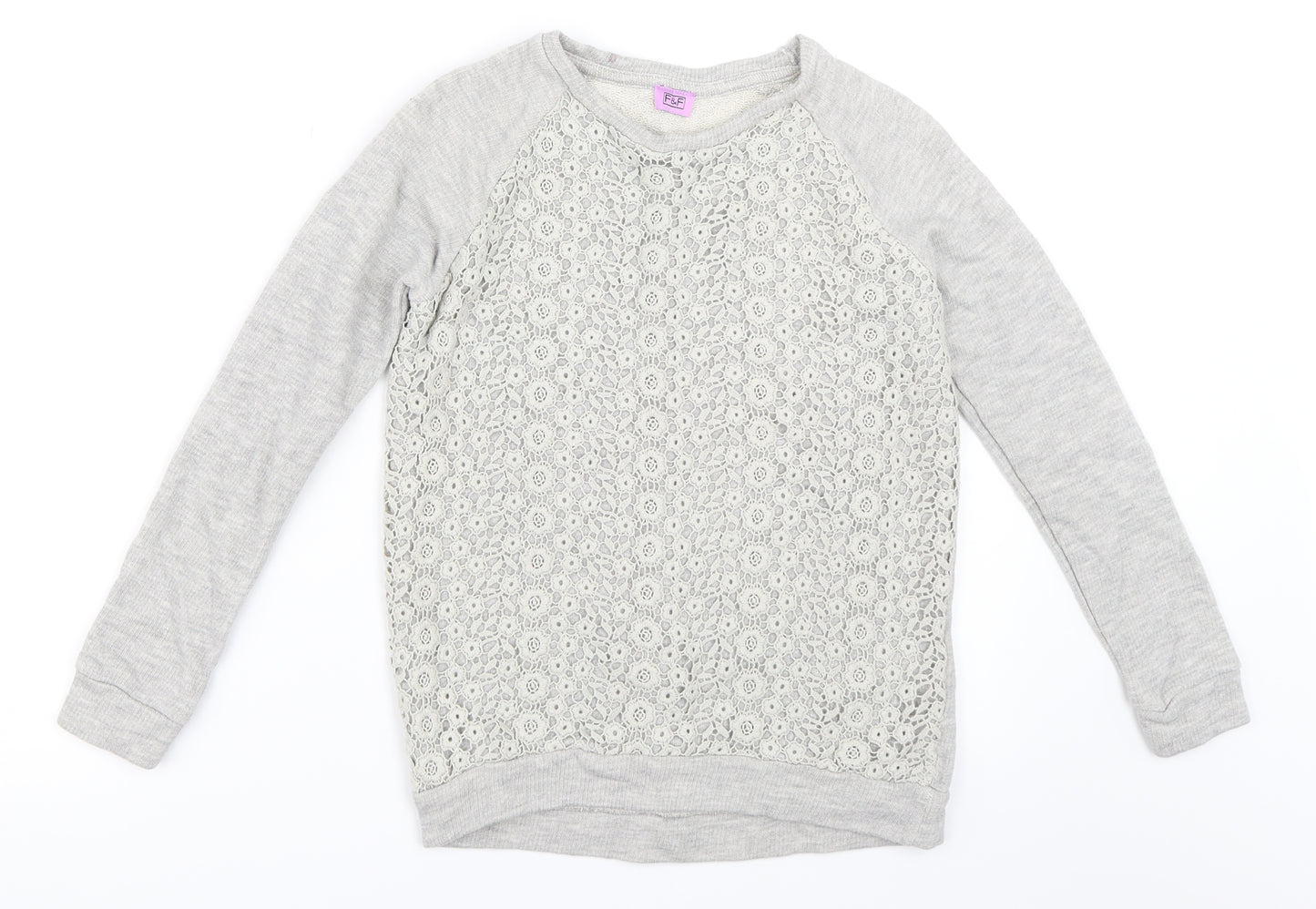 F&F Girls Grey   Pullover Sweatshirt Size 10-11 Years