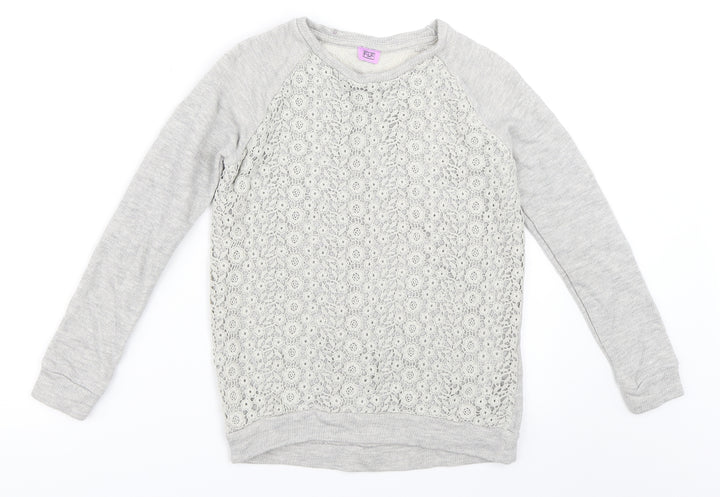 F&F Girls Grey   Pullover Sweatshirt Size 10-11 Years