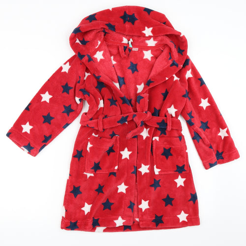 John Lewis Girls Red Solid  Top Robe Size 6 Years  - dressing gown