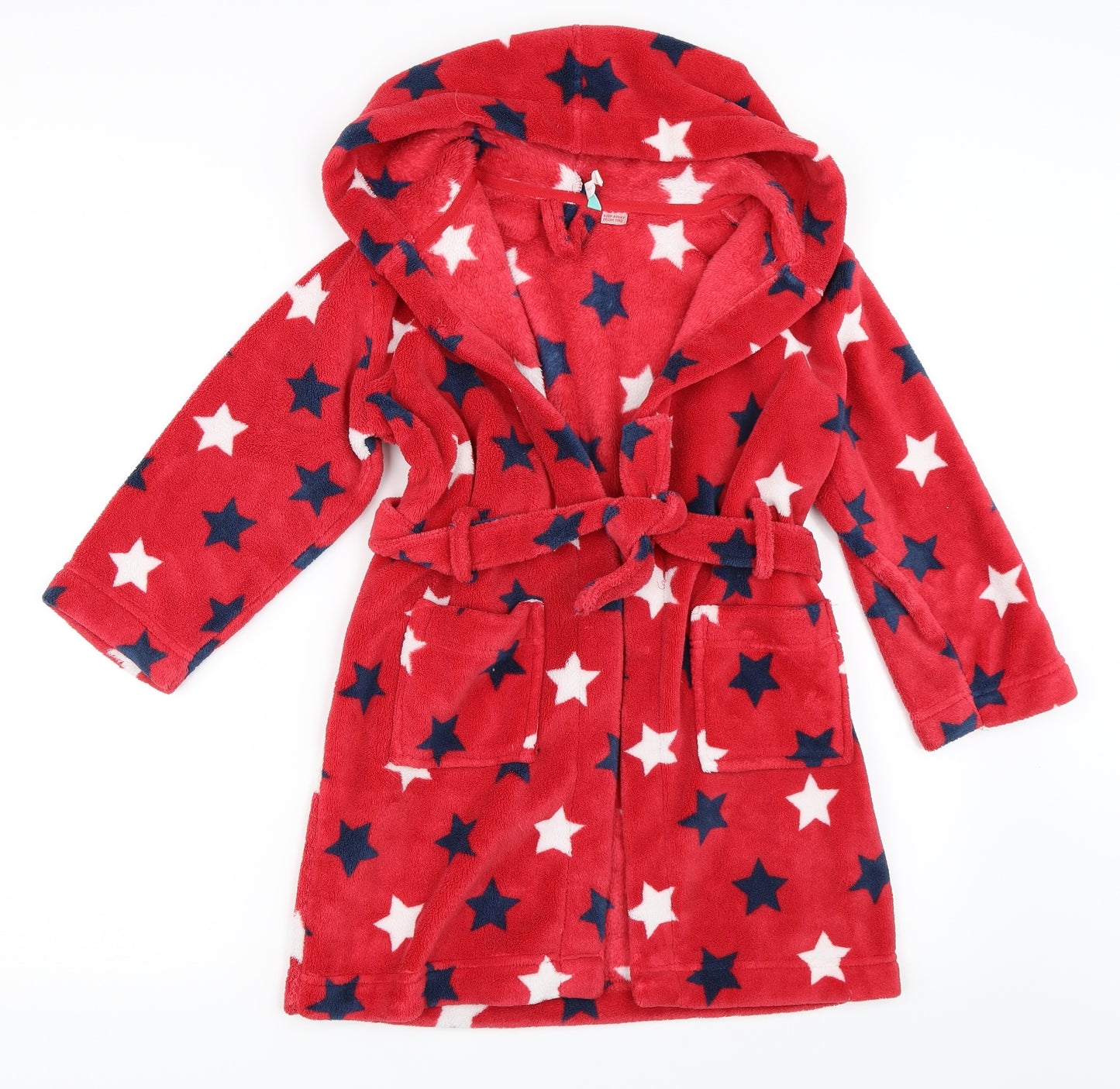John Lewis Girls Red Solid  Top Robe Size 6 Years  - dressing gown