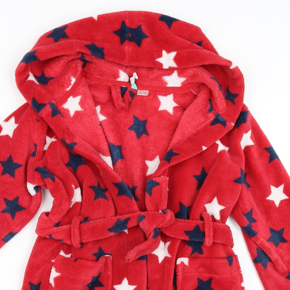 John Lewis Girls Red Solid  Top Robe Size 6 Years  - dressing gown