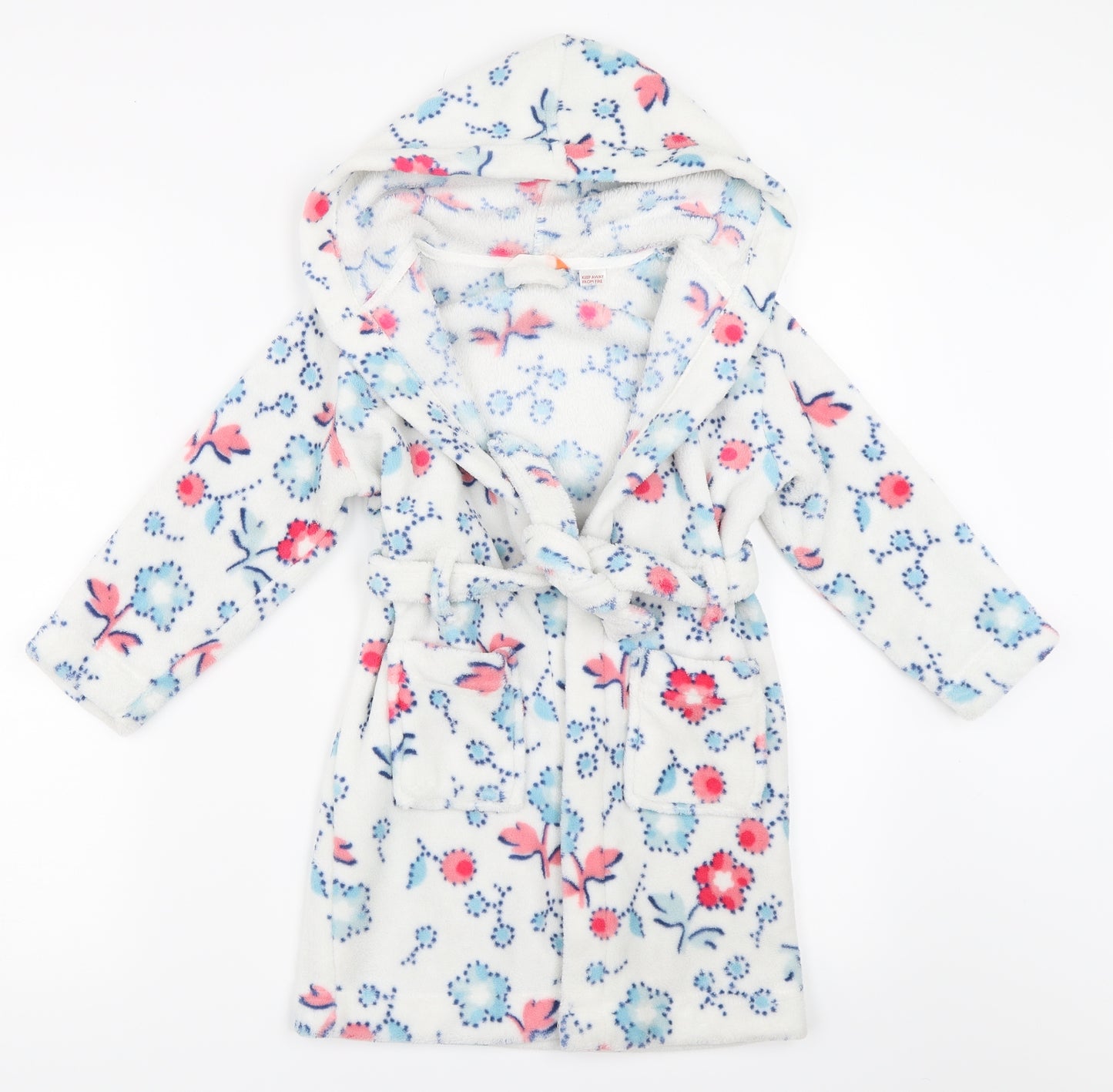 John Lewis Girls White Floral  Top Robe Size 4 Years  - dressing gown