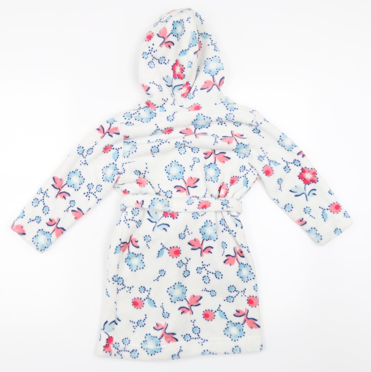 John Lewis Girls White Floral  Top Robe Size 4 Years  - dressing gown