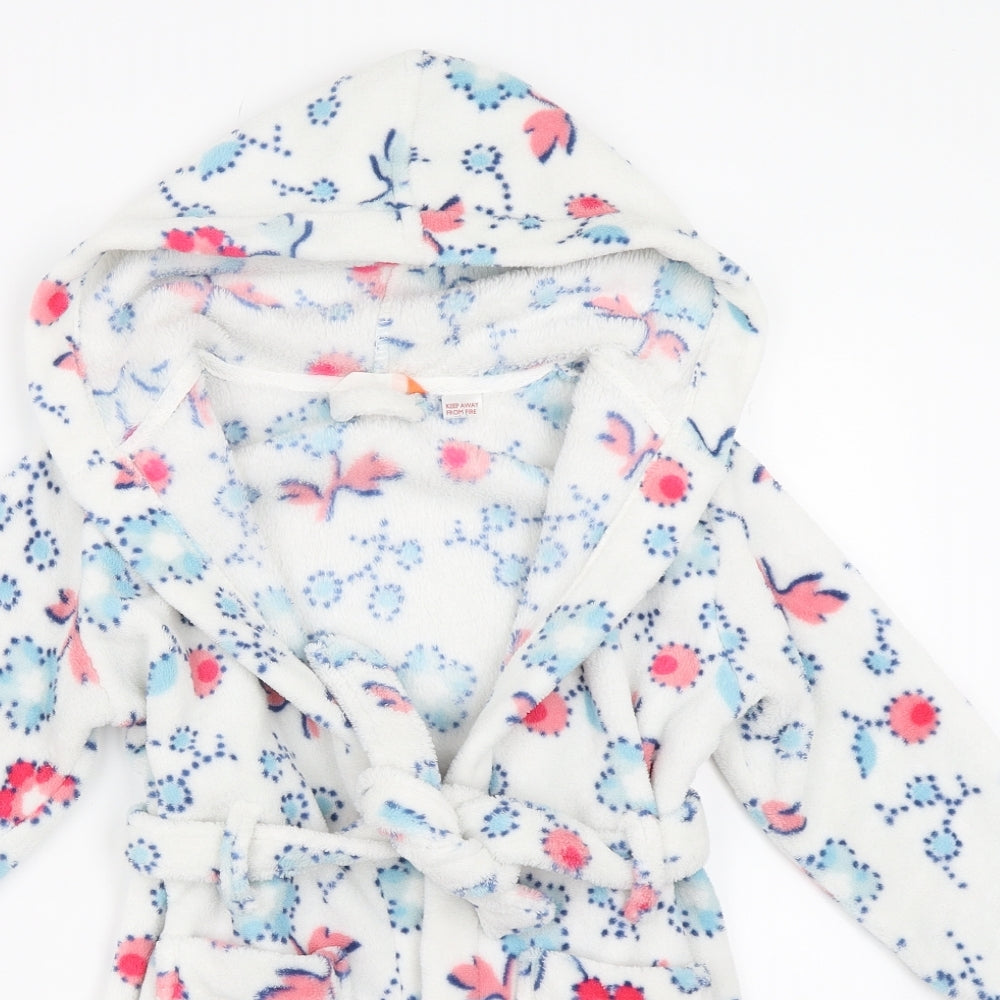 John Lewis Girls White Floral  Top Robe Size 4 Years  - dressing gown