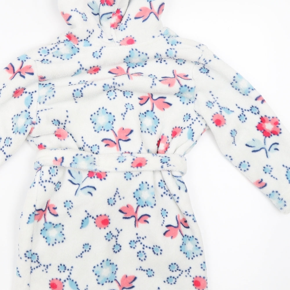John Lewis Girls White Floral  Top Robe Size 4 Years  - dressing gown