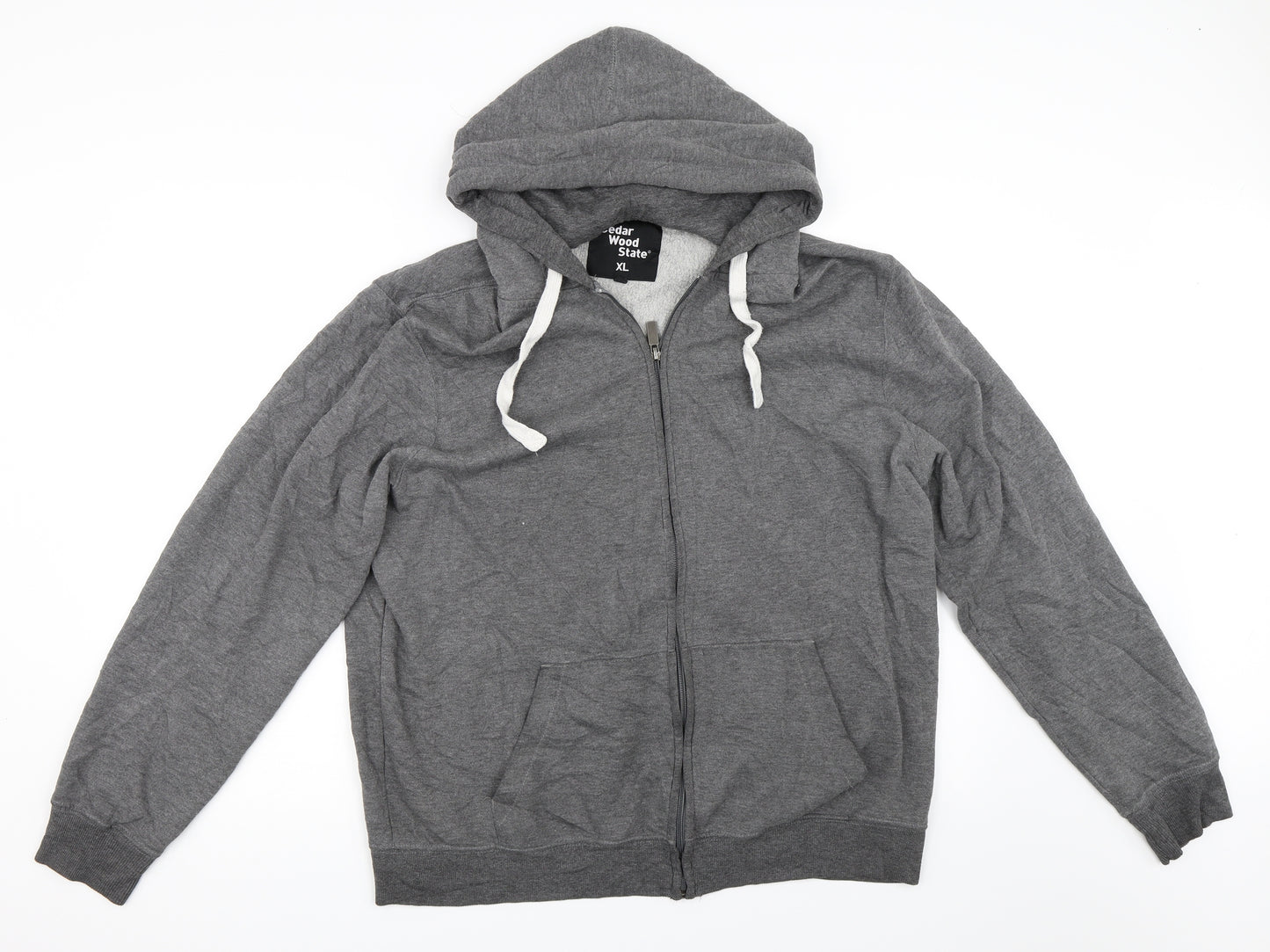 Cedar Wood State Mens Grey   Full Zip Hoodie Size XL