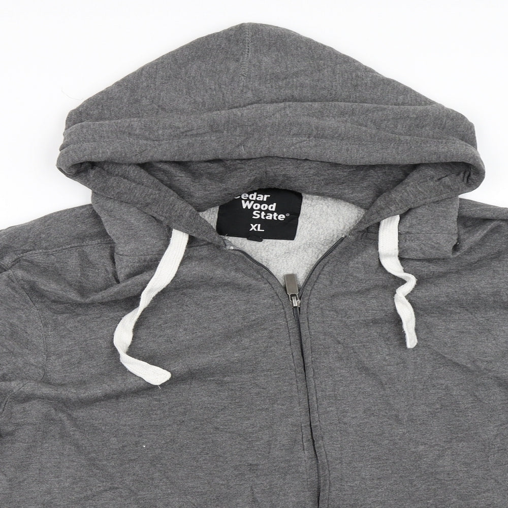 Cedar Wood State Mens Grey   Full Zip Hoodie Size XL