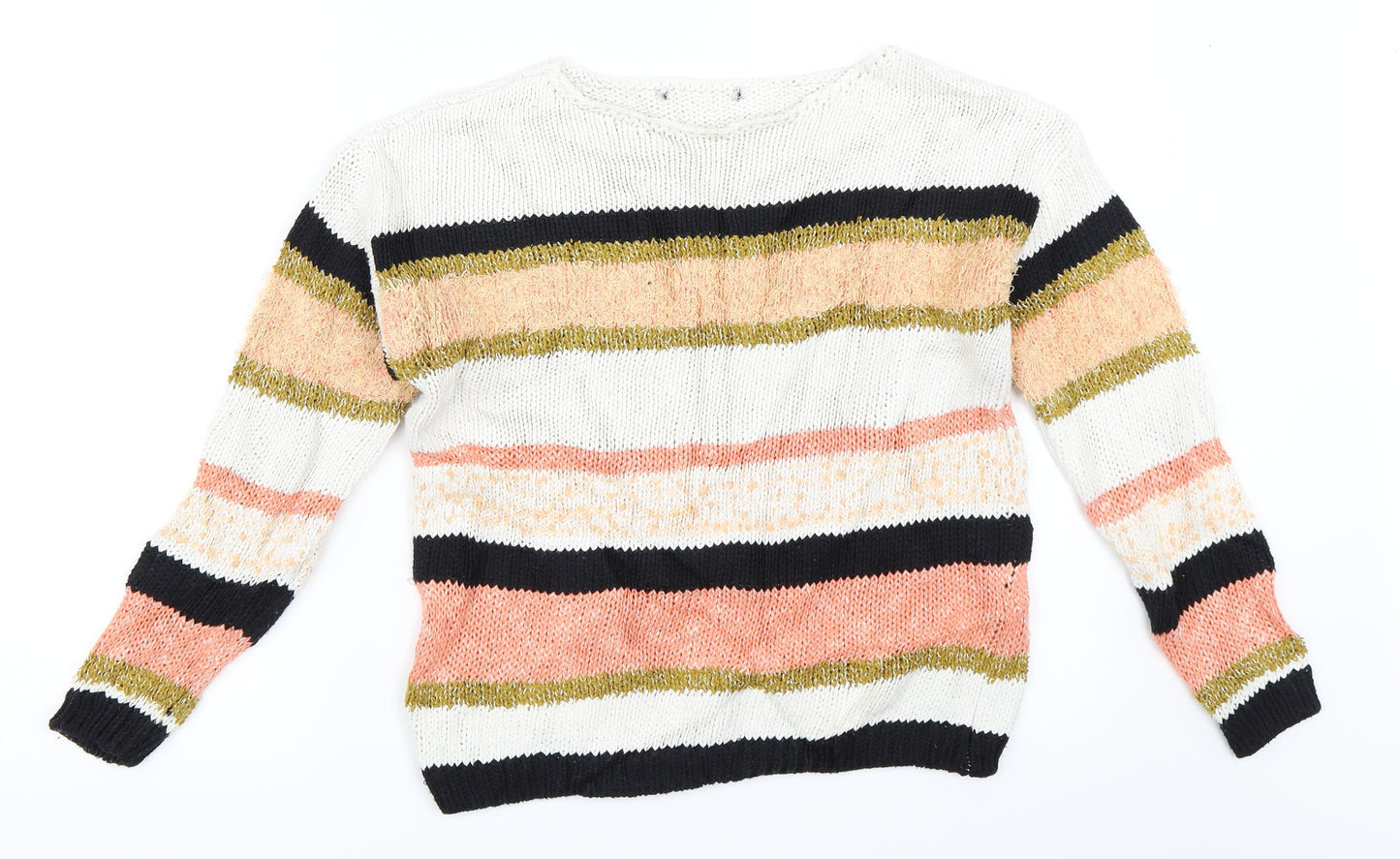 Marks and Spencer Womens Orange Striped  Pullover Jumper Size S