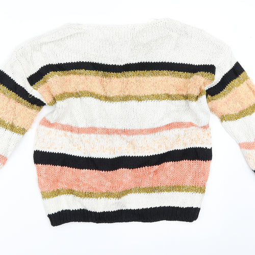 Marks and Spencer Womens Orange Striped  Pullover Jumper Size S