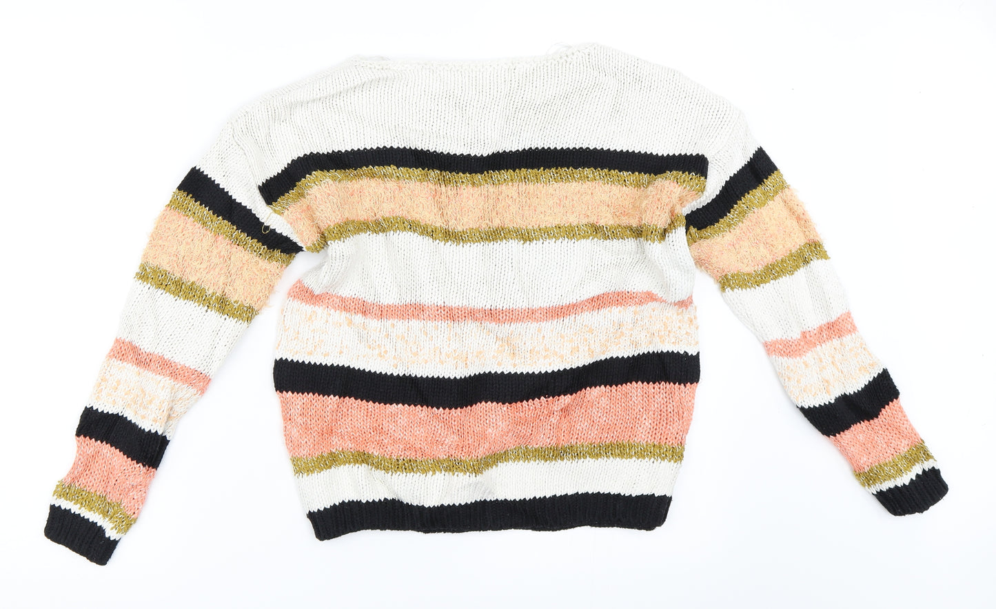 Marks and Spencer Womens Orange Striped  Pullover Jumper Size S