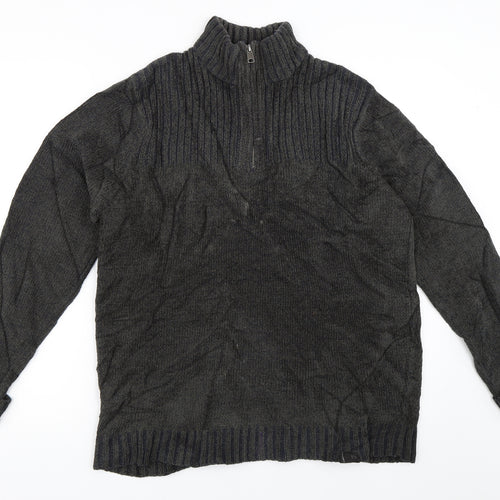 Burton Mens Grey   Henley Jumper Size L