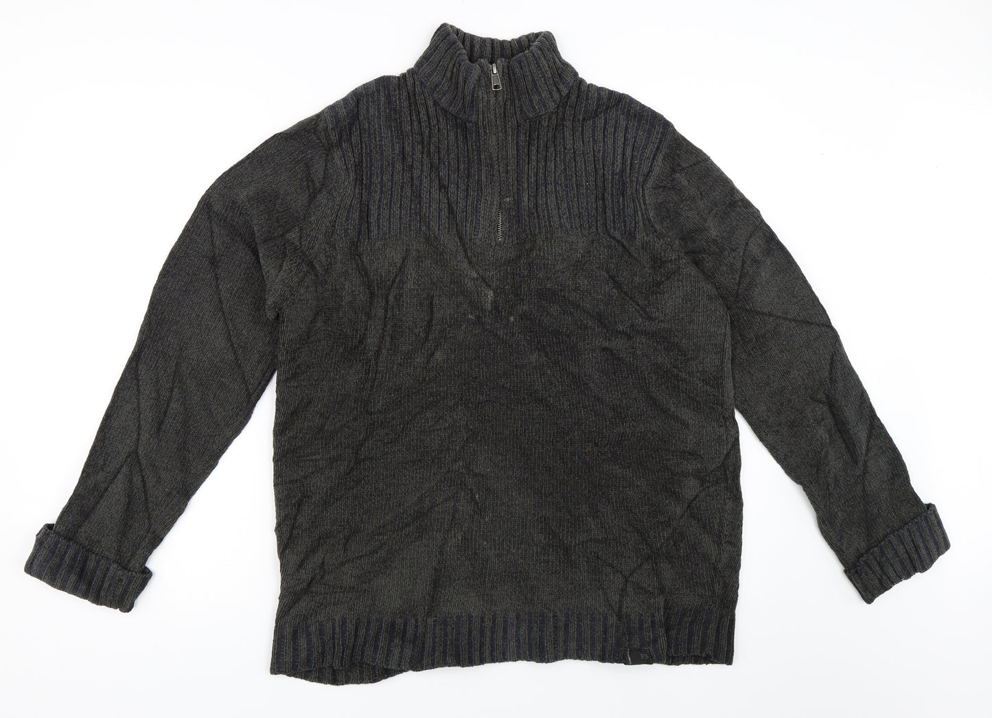 Burton Mens Grey   Henley Jumper Size L
