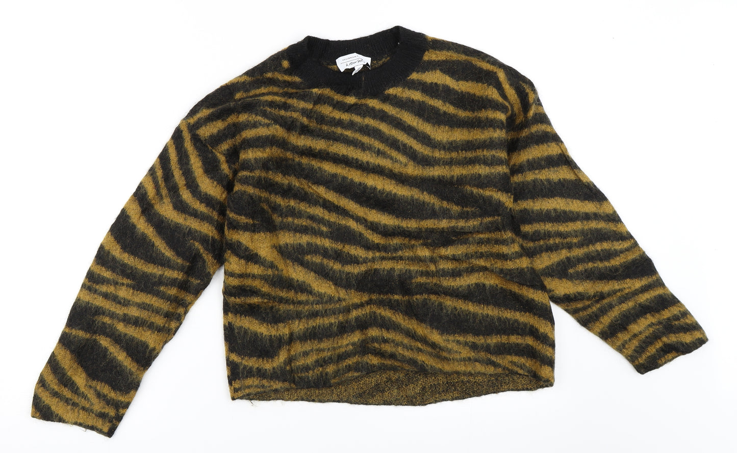 & Other Stories Womens Yellow Animal Print  Pullover Jumper Size S
