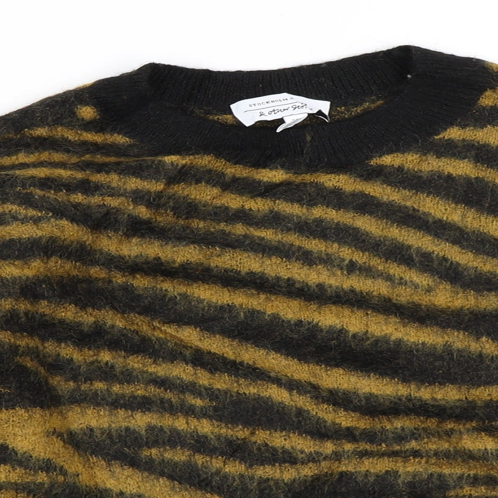 & Other Stories Womens Yellow Animal Print  Pullover Jumper Size S