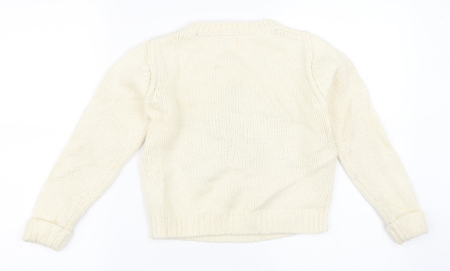 Marks and Spencer Girls Ivory   Pullover Jumper Size 7-8 Years  - Snowflake