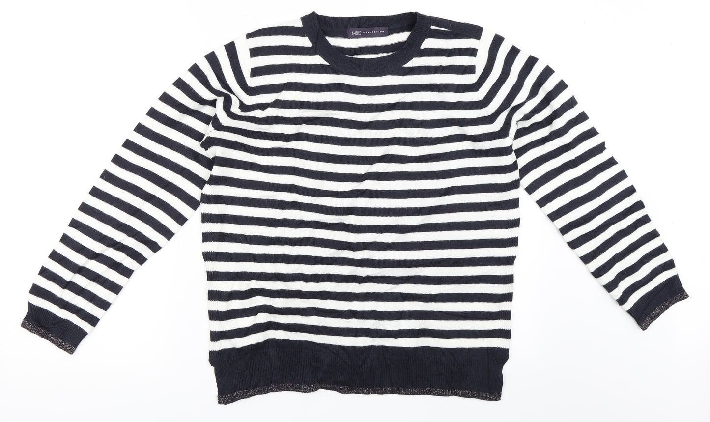 Marks and Spencer Womens Blue Striped  Pullover Jumper Size 12