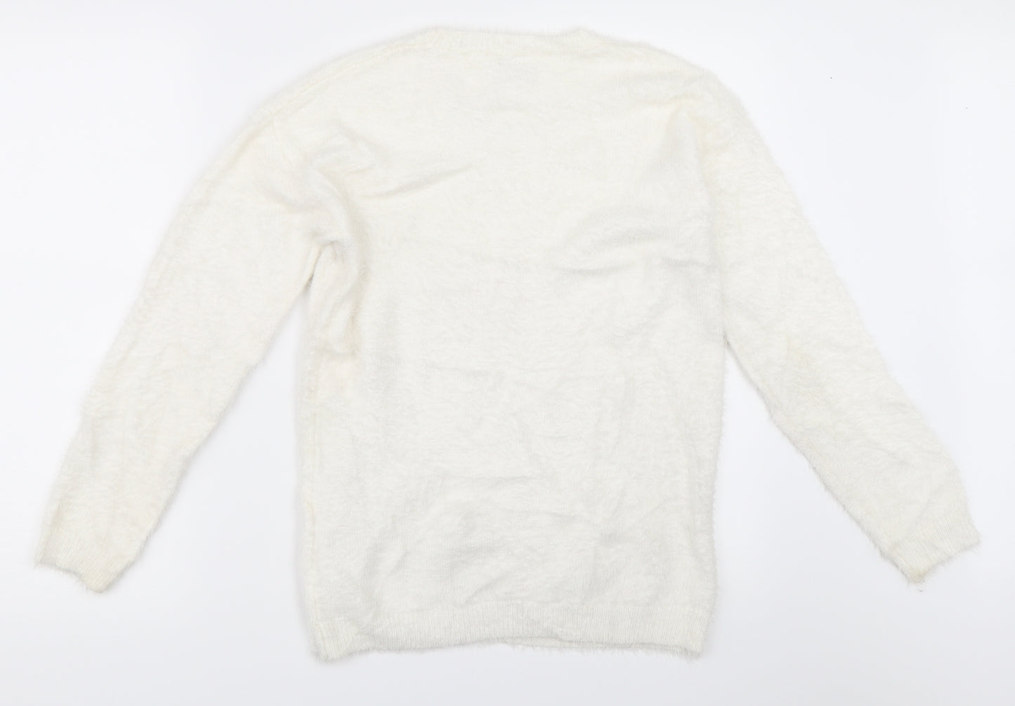 Matalan Girls Ivory   Pullover Jumper Size 13 Years  - christmas santa