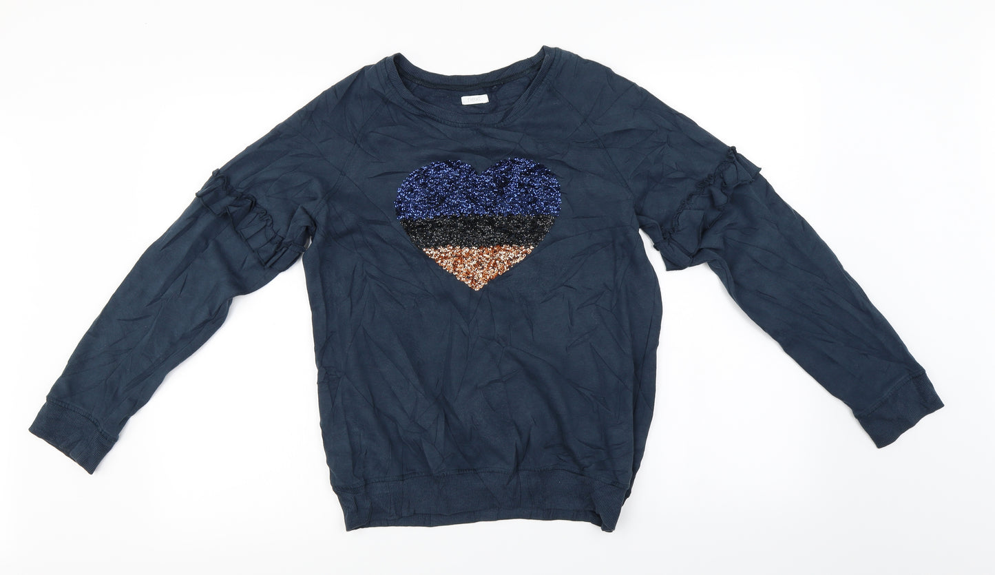 NEXT Girls Blue   Pullover Jumper Size 14 Years  - Sequin Heart