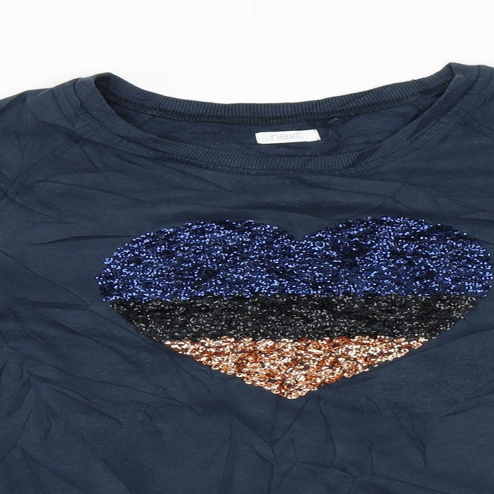 NEXT Girls Blue   Pullover Jumper Size 14 Years  - Sequin Heart