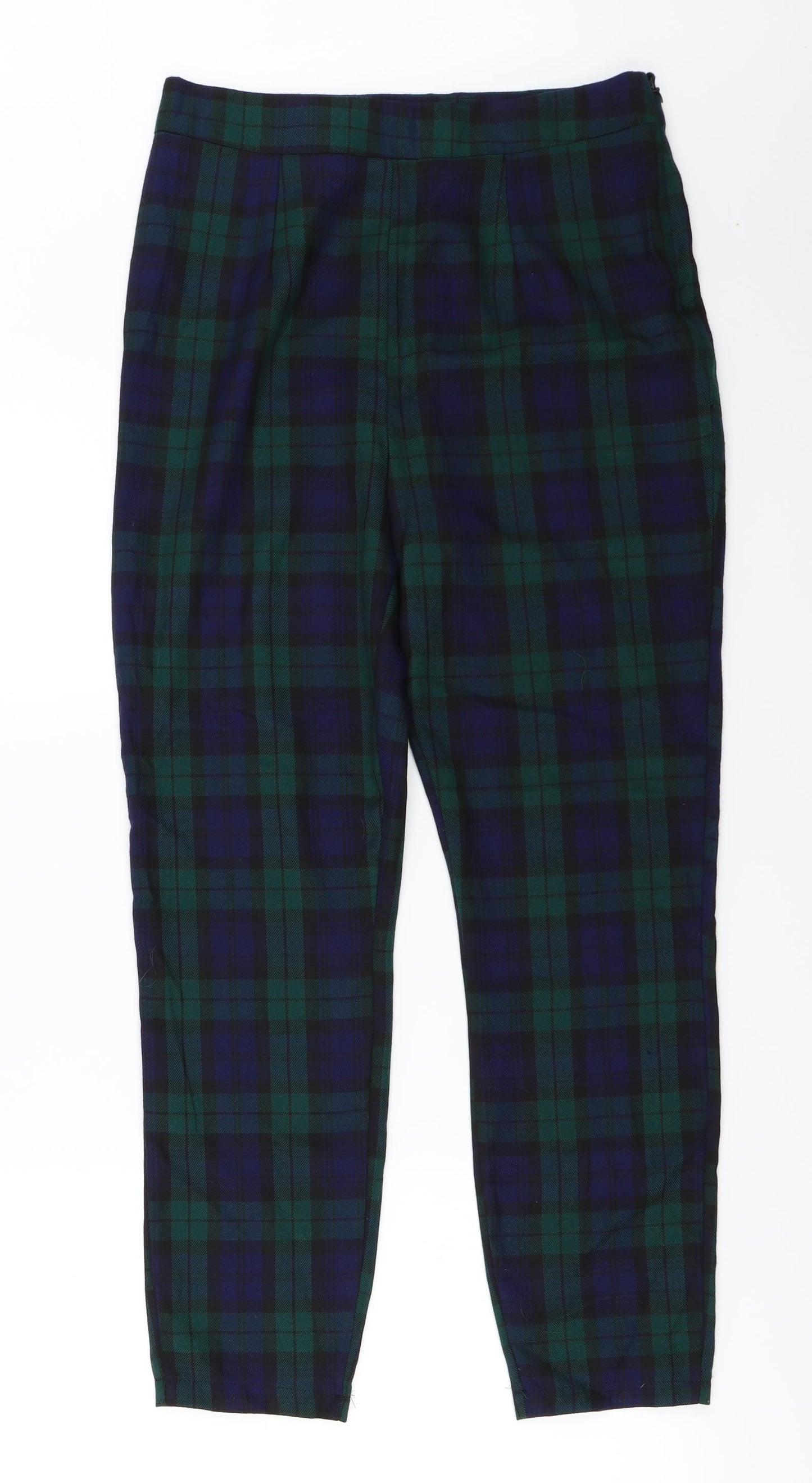 Boohoo Womens Green Check  Trousers  Size 12 L26 in