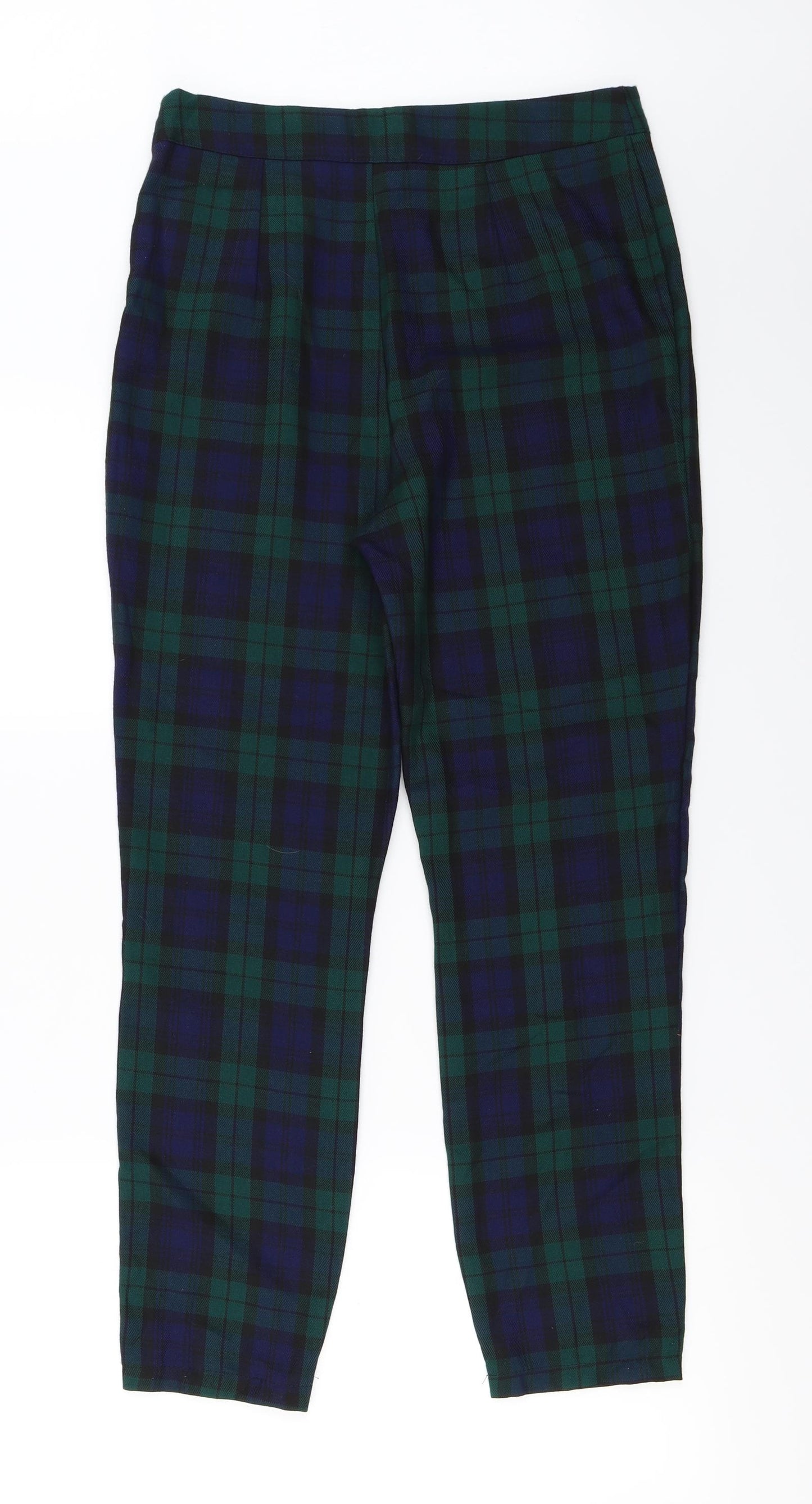 Boohoo Womens Green Check  Trousers  Size 12 L26 in