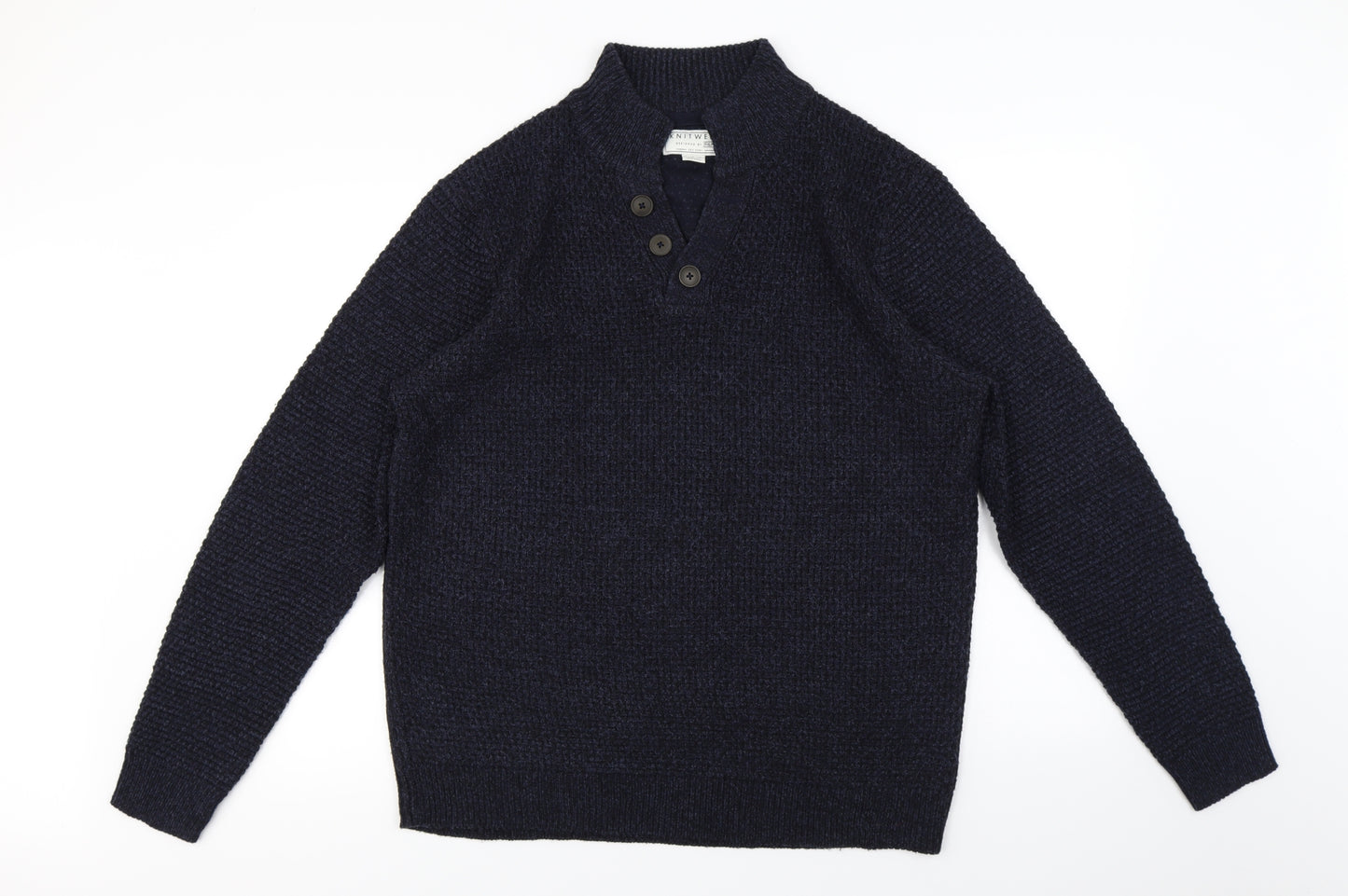 F&F Mens Blue   Henley Jumper Size XL