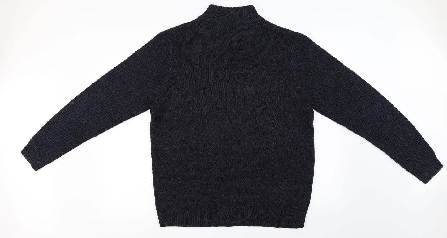 F&F Mens Blue   Henley Jumper Size XL