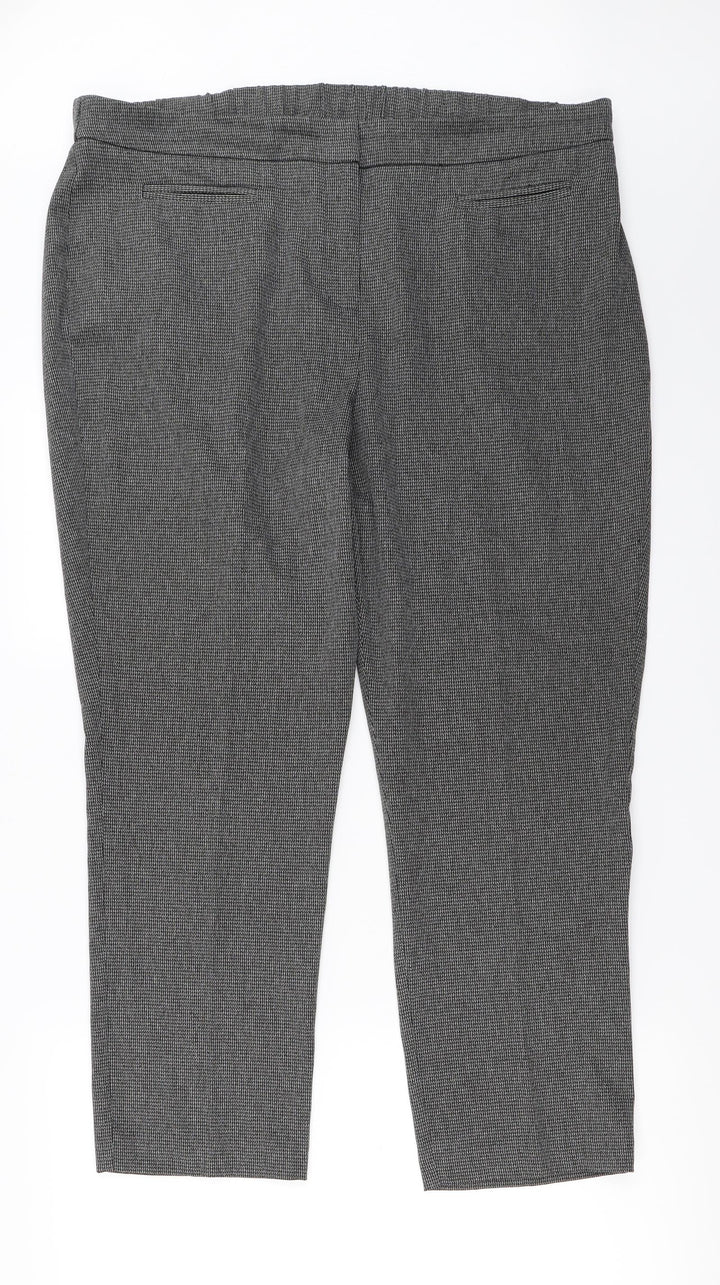 Bonmarché Womens Grey Check Trousers Size 16 L25 in