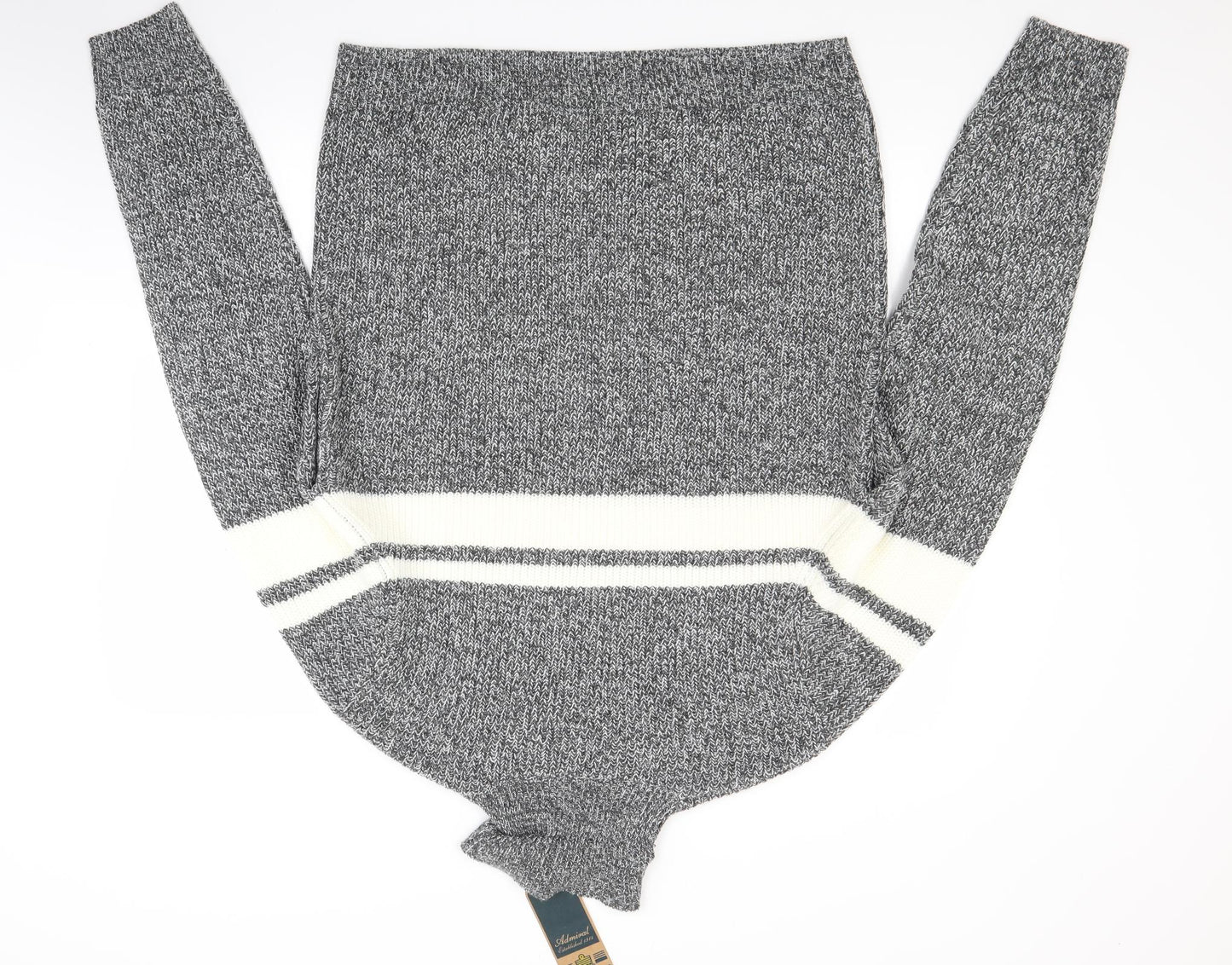 Admiral Mens Grey Striped  Pullover Jumper Size L