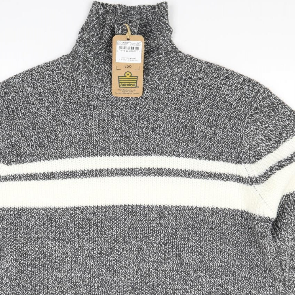 Admiral Mens Grey Striped  Pullover Jumper Size L