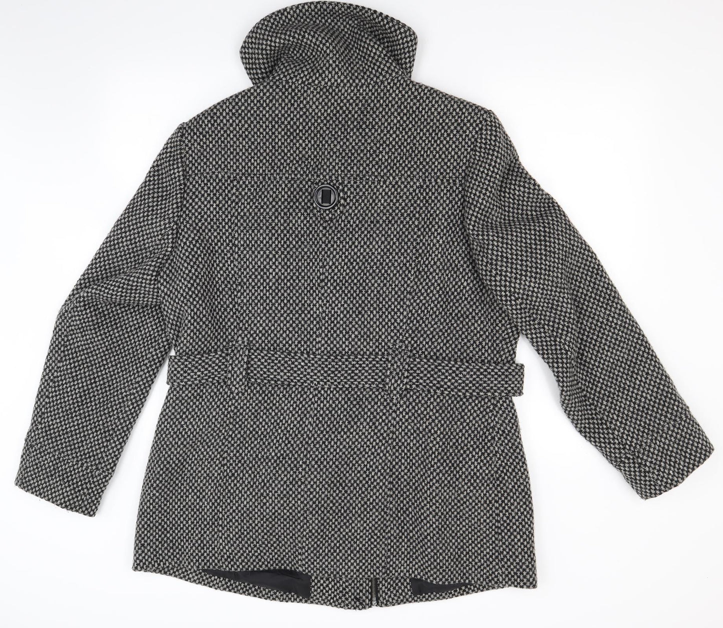 Vanilla Sands Womens Grey Houndstooth Knit Pea Coat Coat Size 18