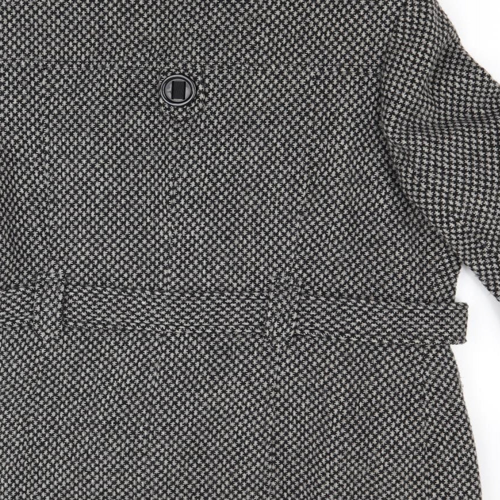 Vanilla Sands Womens Grey Houndstooth Knit Pea Coat Coat Size 18