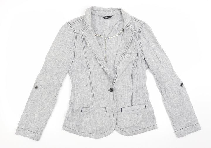 M&Co Womens Grey Striped  Jacket Coat Size 8