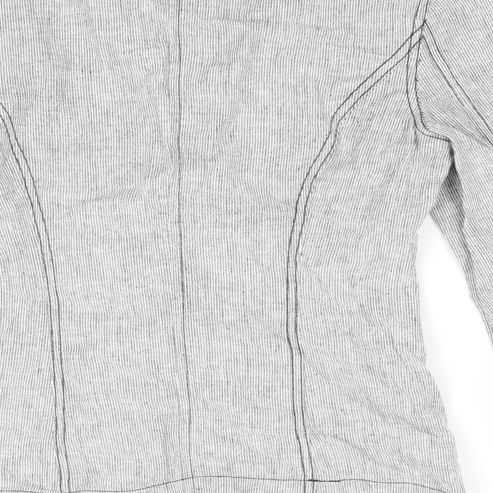 M&Co Womens Grey Striped  Jacket Coat Size 8
