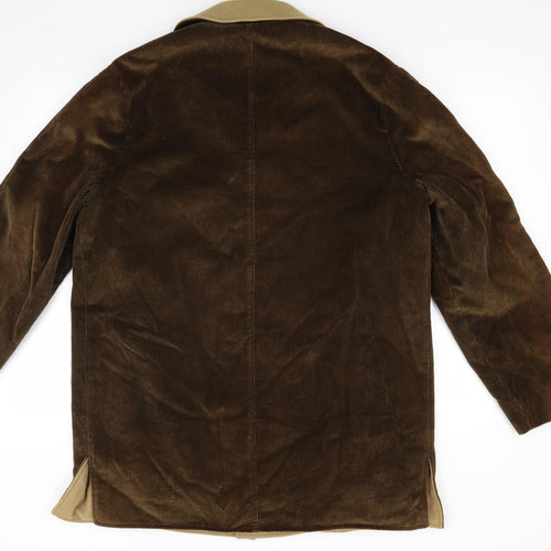 DAKS Mens Brown  Corduroy Overcoat Coat Size L