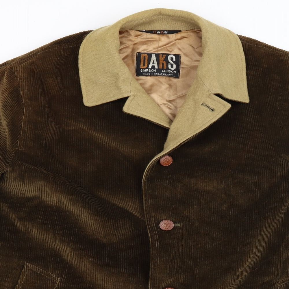 DAKS Mens Brown  Corduroy Overcoat Coat Size L