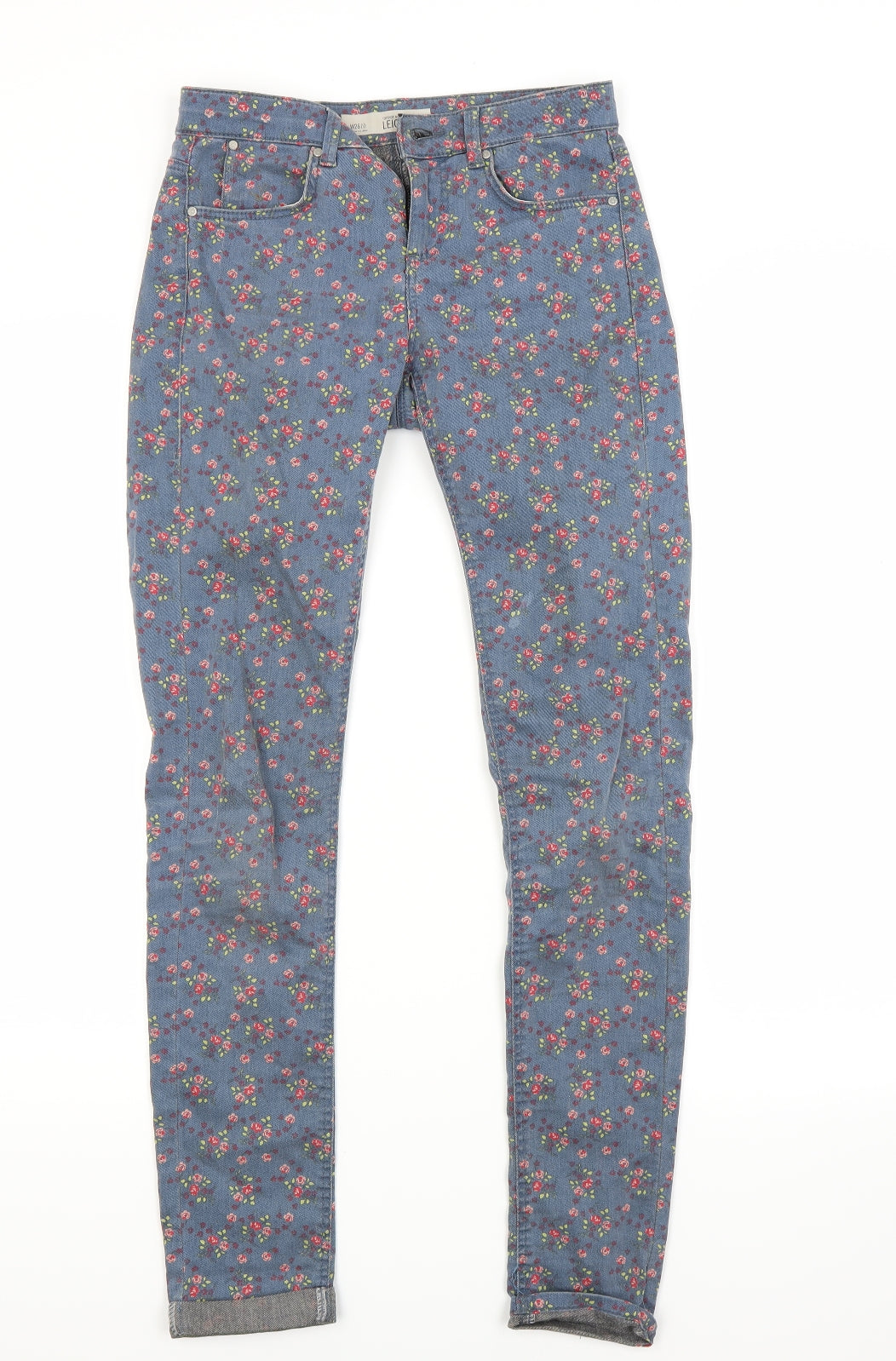 Topshop Womens Blue Floral Denim Skinny Jeans Size 26 in L27 in