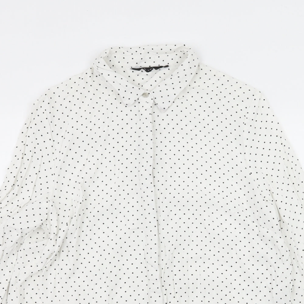 New Look Womens White Polka Dot  Basic Blouse Size 16