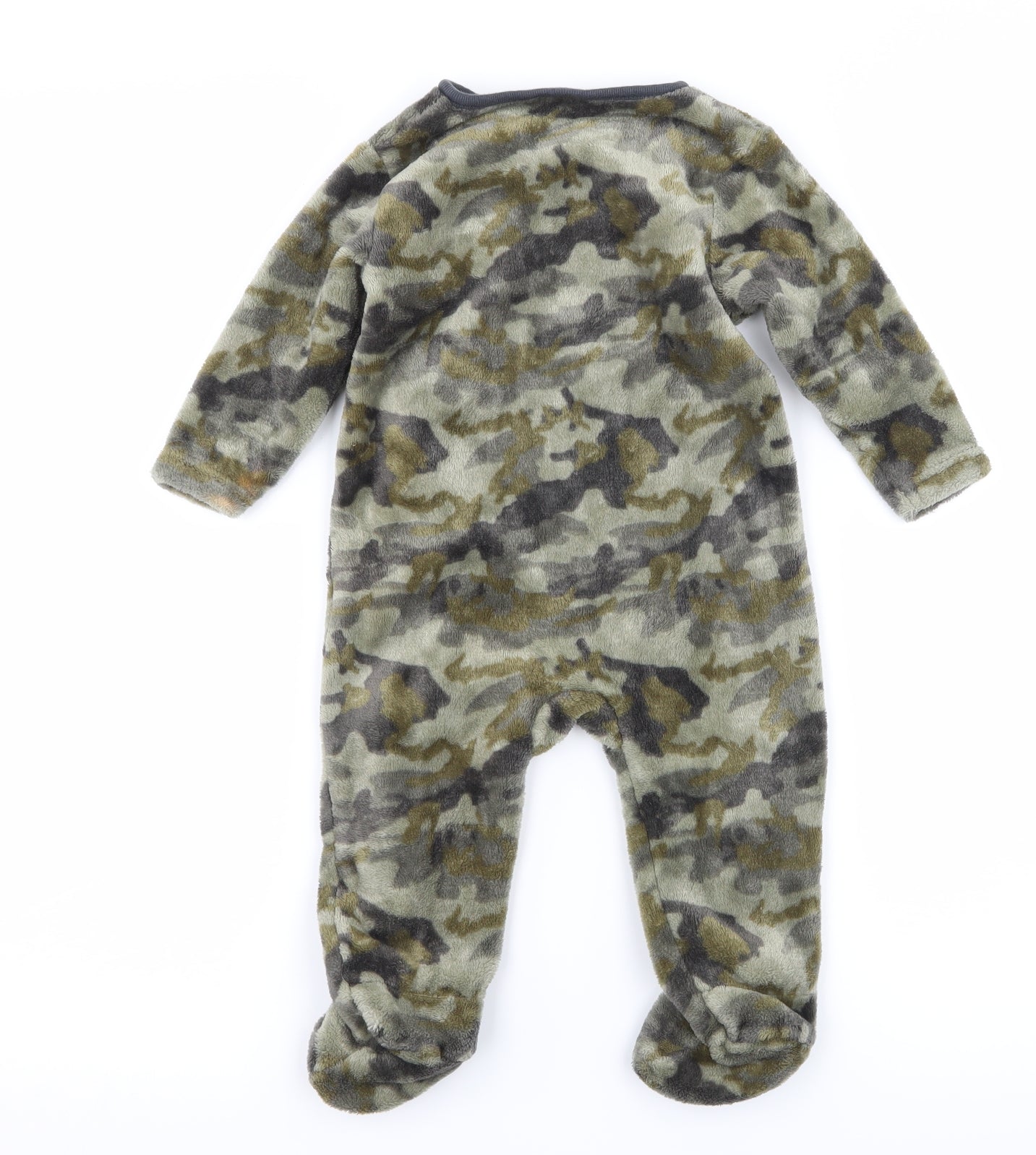 NEXT Boys Green Camouflage Microfibre Babygrow One-Piece Size 6-9 Months