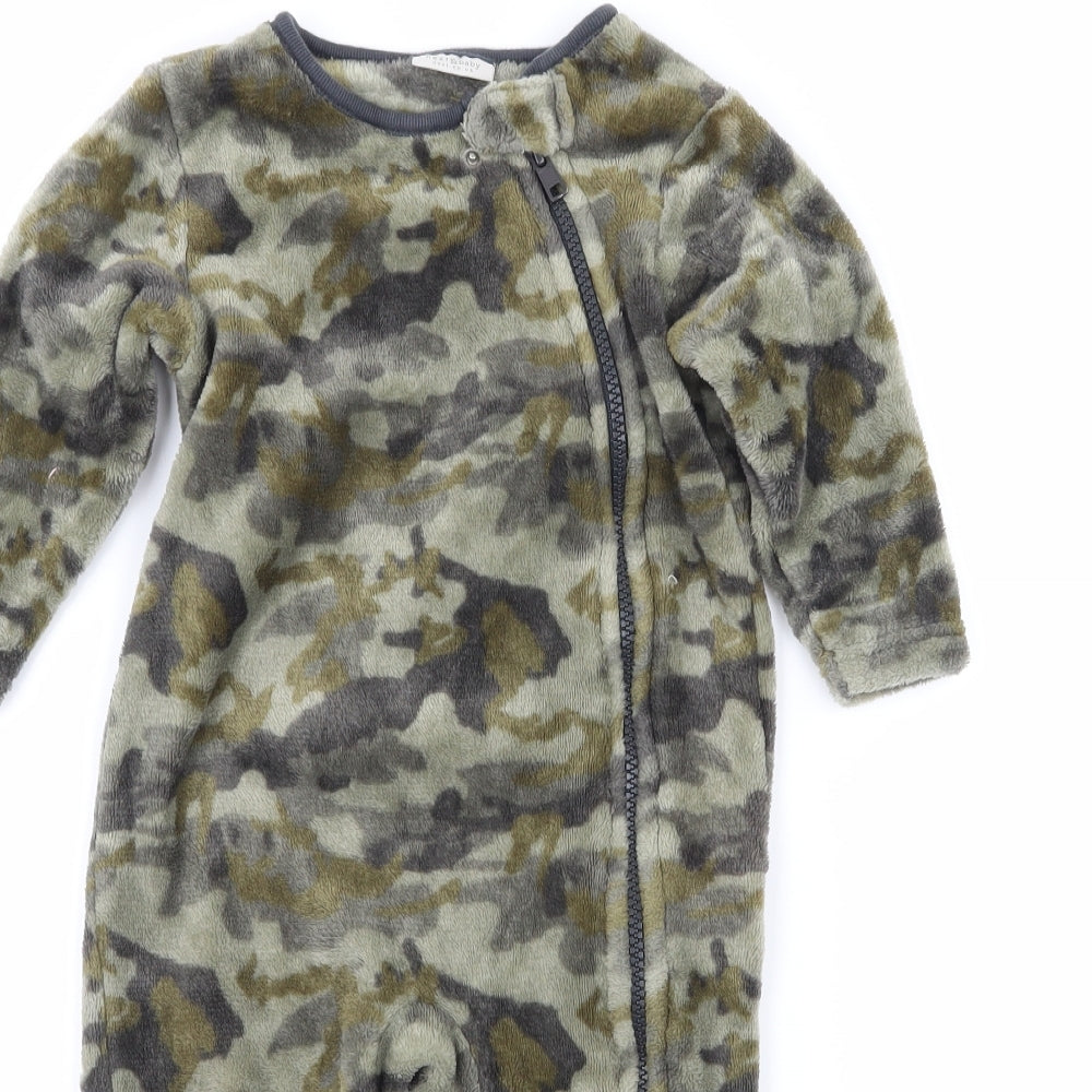 NEXT Boys Green Camouflage Microfibre Babygrow One-Piece Size 6-9 Months