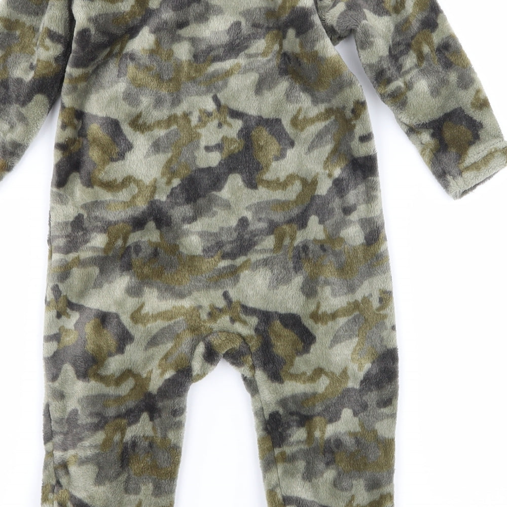 NEXT Boys Green Camouflage Microfibre Babygrow One-Piece Size 6-9 Months
