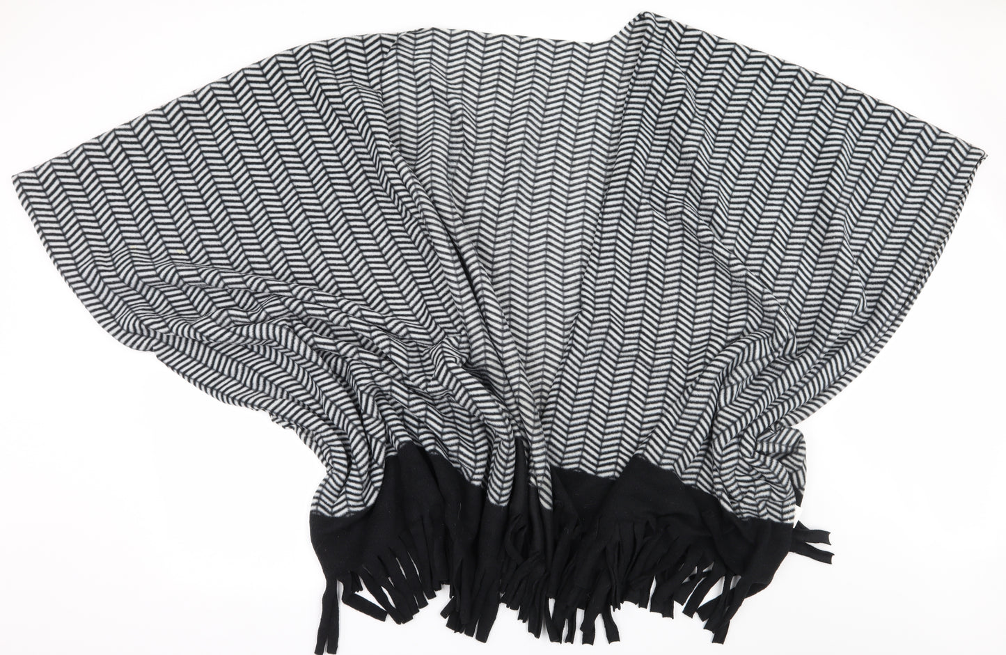 Damart Womens Black Striped Fleece  Shawl/Wrap