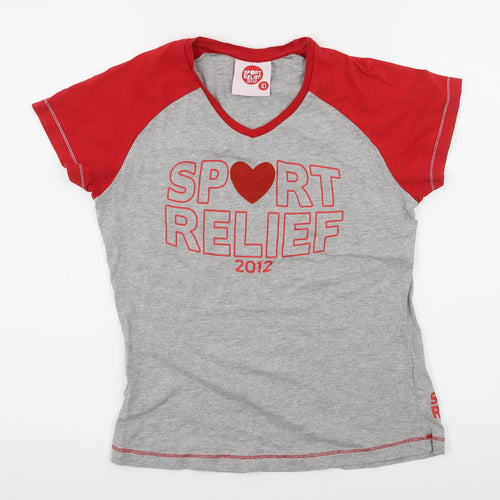 Sport Relief Womens Grey Geometric Jersey Basic T-Shirt Size 10  - Sport Relief 2012