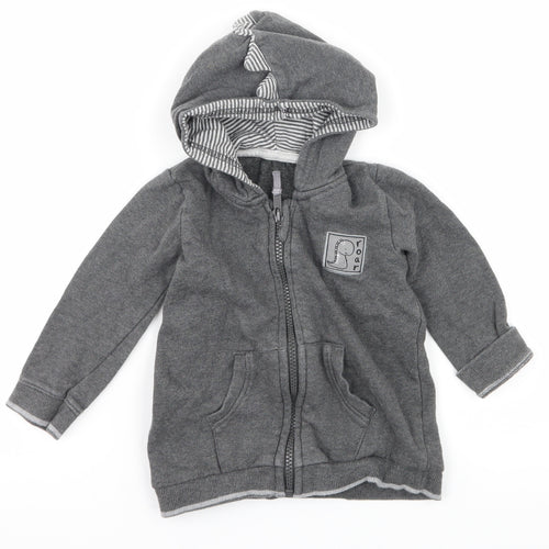 George Boys Grey  Jersey Full Zip Jumper Size 12-18 Months  - Roar Dinosaur