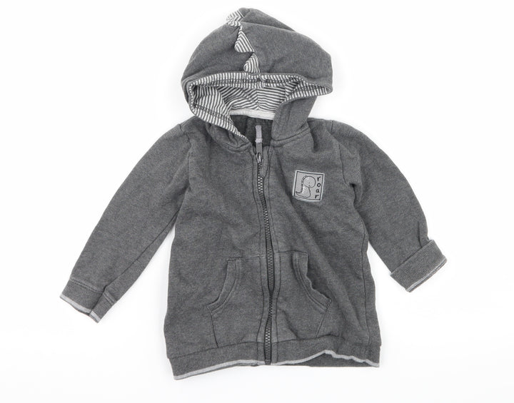 George Boys Grey Jersey Full Zip Jumper Size 12-18 Months - Roar Dinosaur
