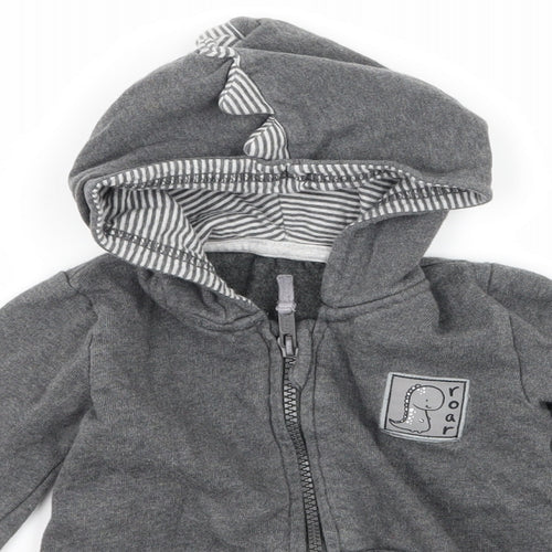 George Boys Grey  Jersey Full Zip Jumper Size 12-18 Months  - Roar Dinosaur