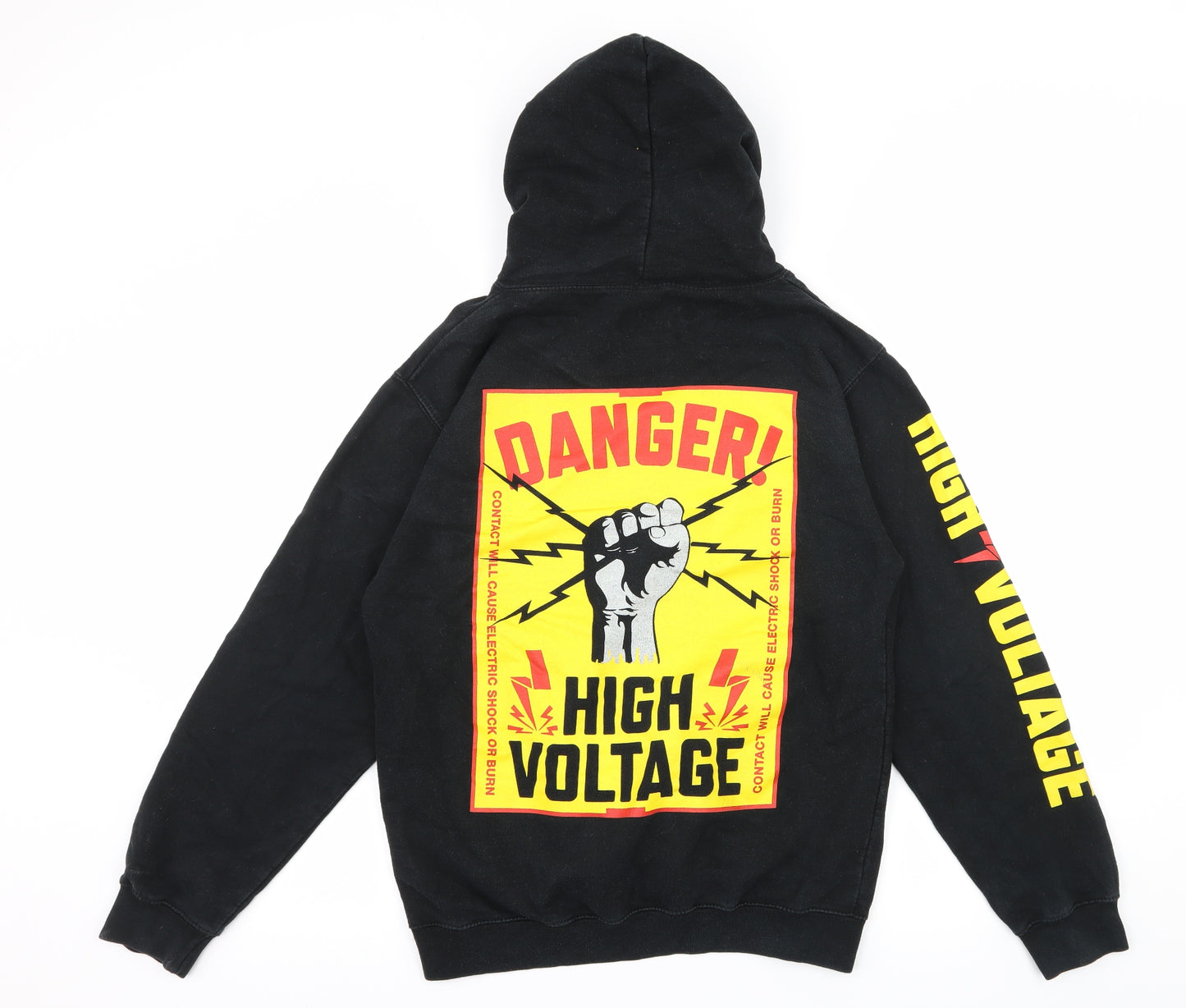 Power Mens Black  Jersey Pullover Hoodie Size S  - Danger! High voltage