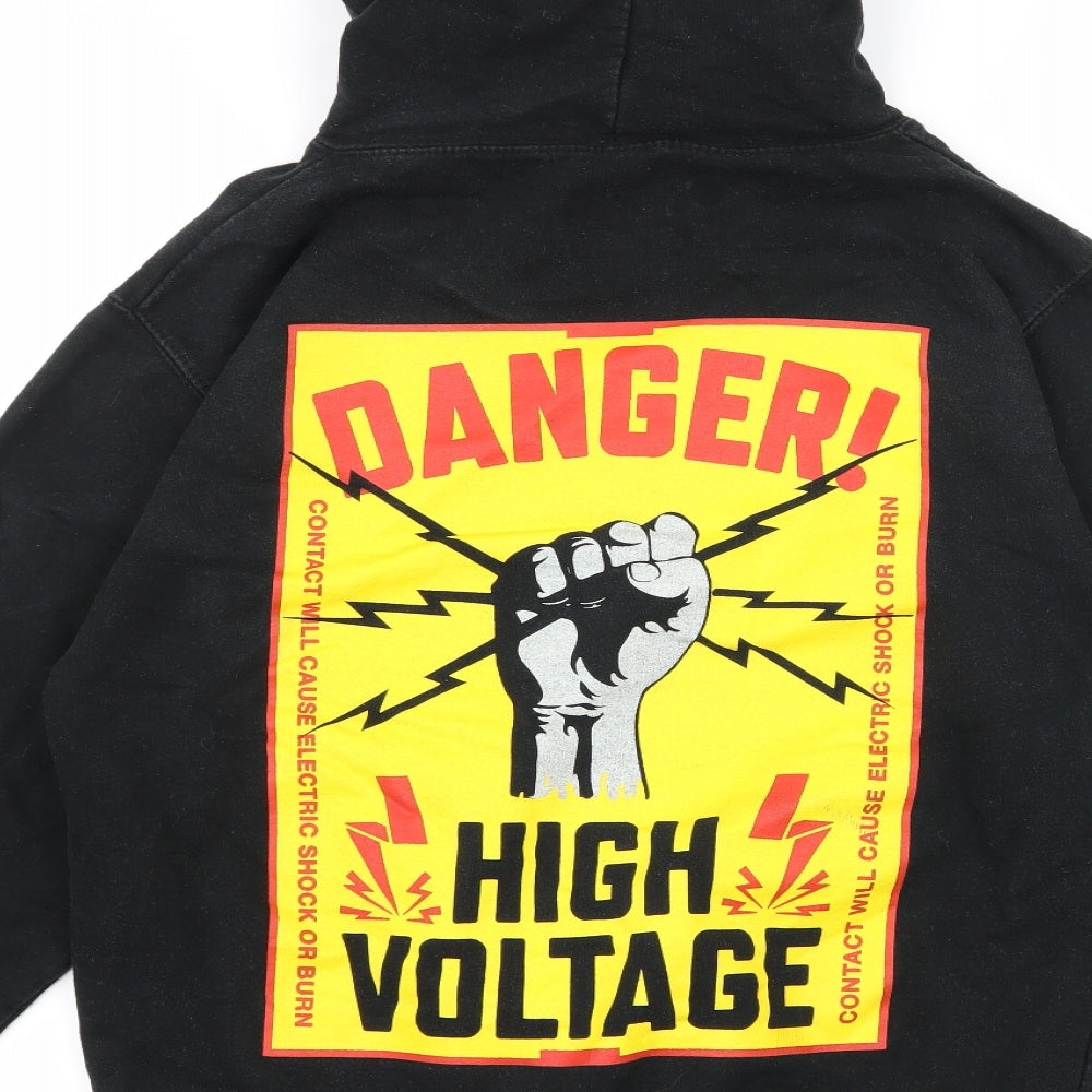 Power Mens Black  Jersey Pullover Hoodie Size S  - Danger! High voltage