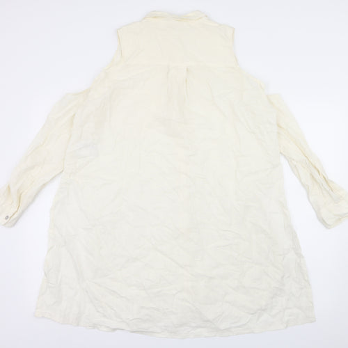 Silence + Noise Womens Ivory   Basic Button-Up Size L  - Cut Out Shoulder