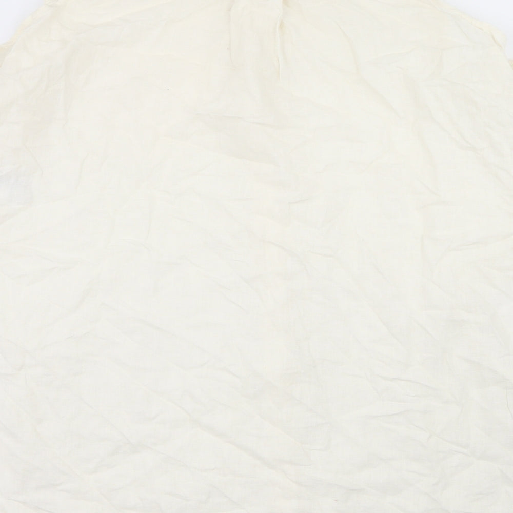 Silence + Noise Womens Ivory   Basic Button-Up Size L  - Cut Out Shoulder